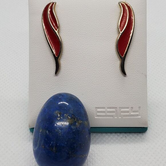 Vintage Red & Silver Earrings - Picture 2 of 3